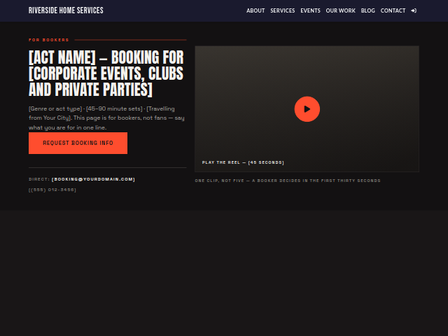 Musician & Comedian — Booking Inquiry template