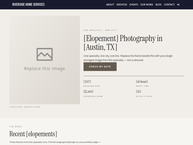Photographer — Session Inquiry template